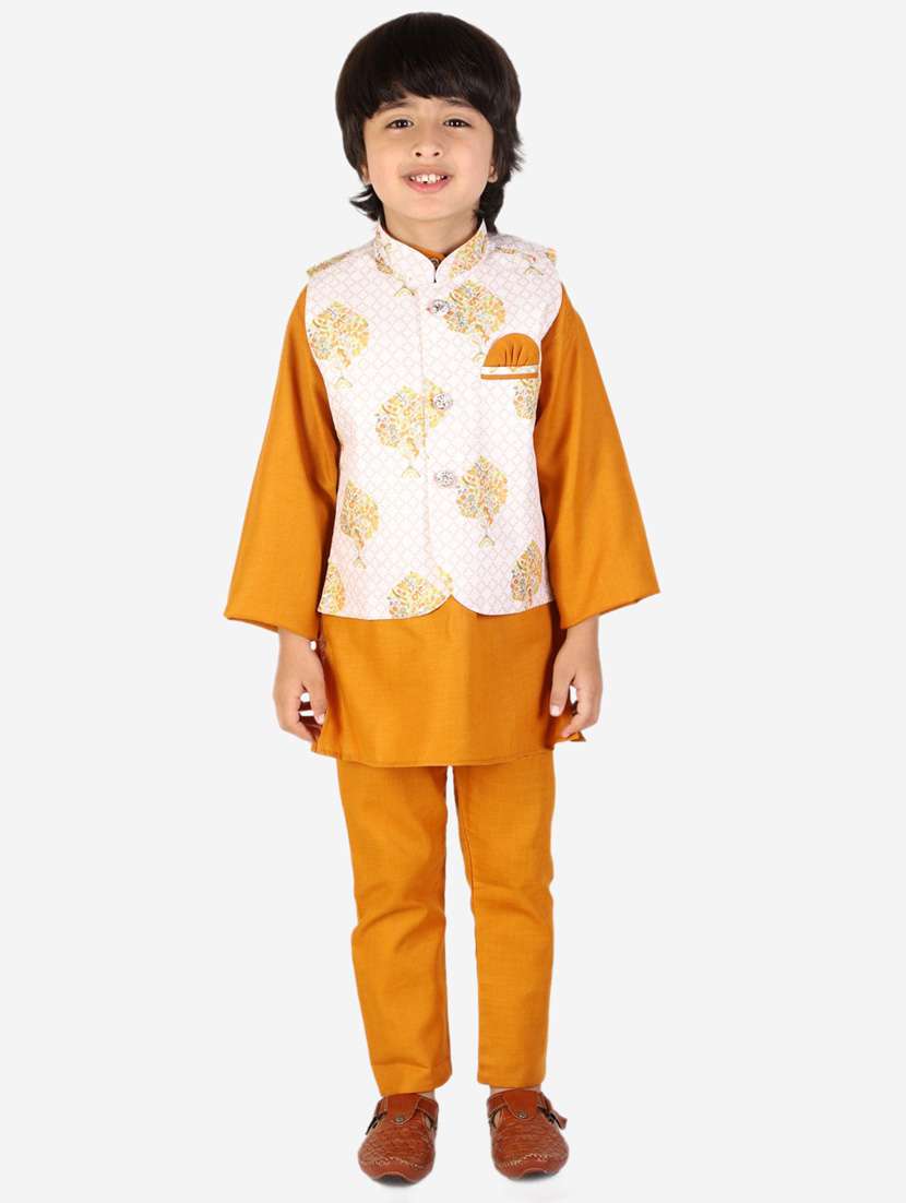 mustard printed kurta set