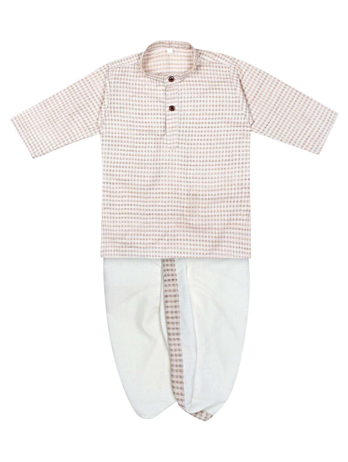 check woven dhoti kurta set