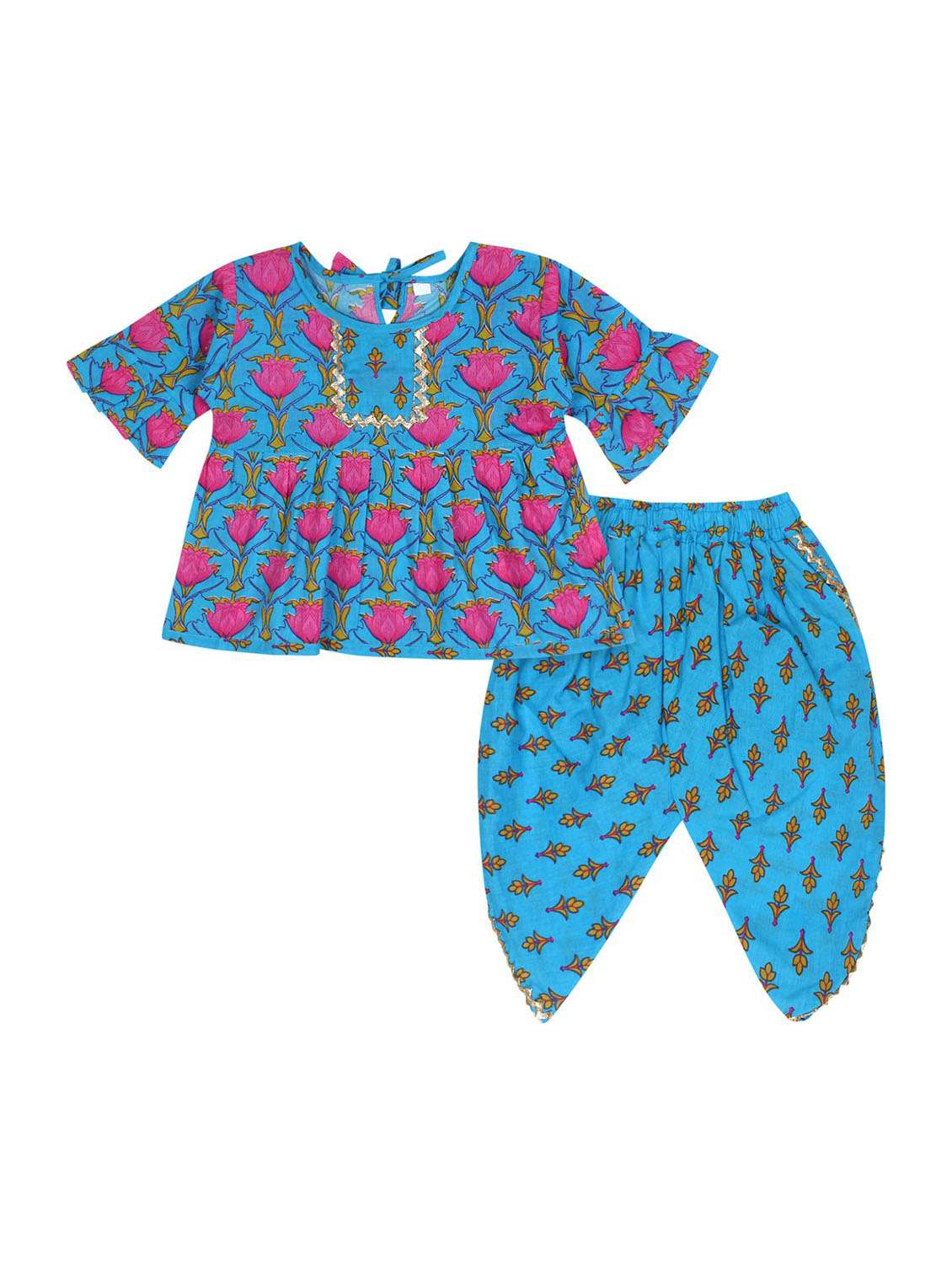 blue printed suit set 