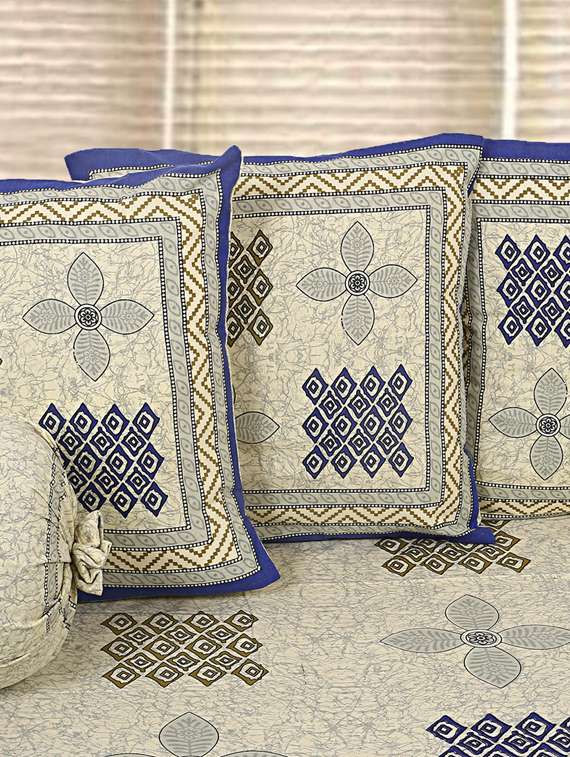 indhome life multicolor pure cotton set of 6 pcs jaipuri traditional pattern diwan set - 19701369 -  Standard Image - 1