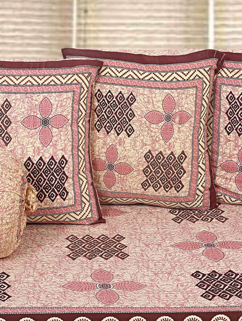 indhome life multicolor pure cotton set of 6 pcs jaipuri traditional pattern diwan set - 19701371 - Standard Image - 1