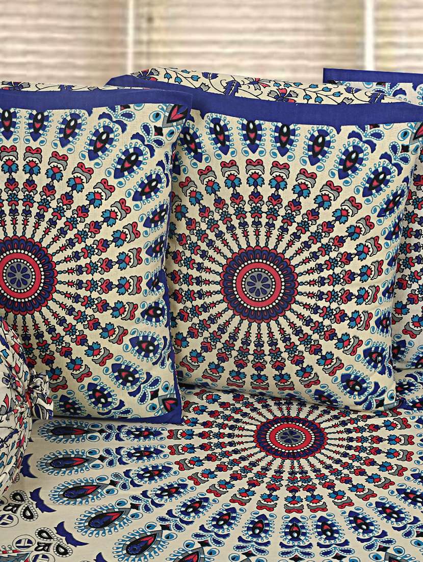 indhome life multicolor pure cotton set of 6 pcs jaipuri traditional pattern diwan set - 19701376 - Standard Image - 1