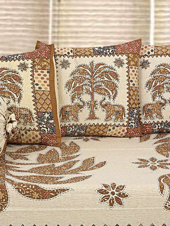 indhome life multicolor pure cotton set of 6 pcs jaipuri traditional pattern diwan set - 19701377 - Standard Image - 1
