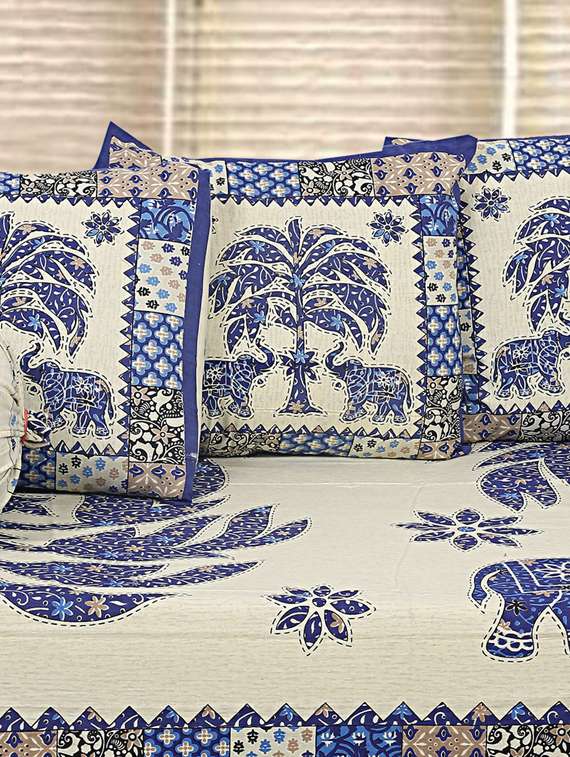 indhome life multicolor pure cotton set of 6 pcs jaipuri traditional pattern diwan set - 19701378 - Standard Image - 1