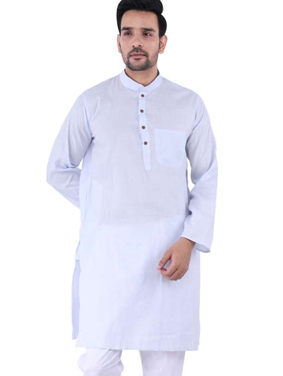 light blue cotton blend kurta