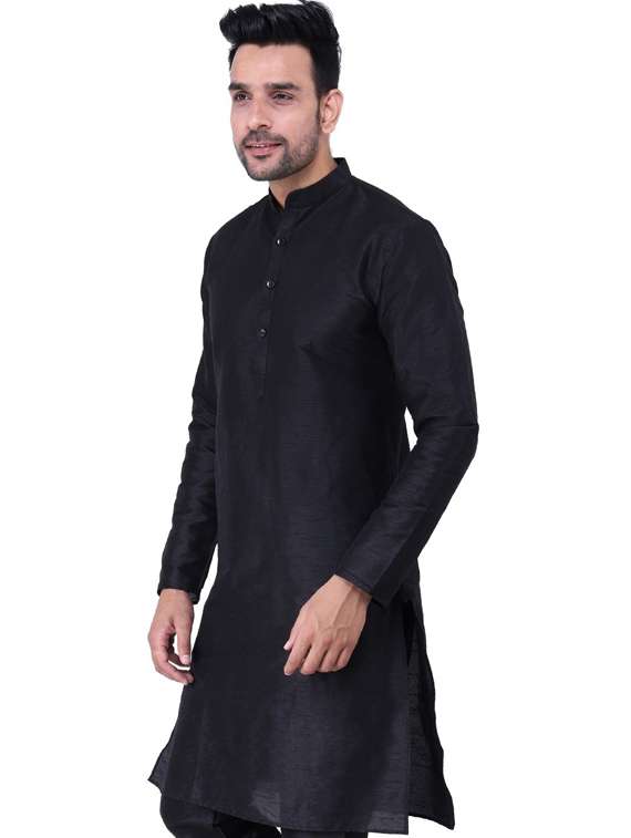 mandarin neck solid medium kurta - 19702604 -  Standard Image - 1