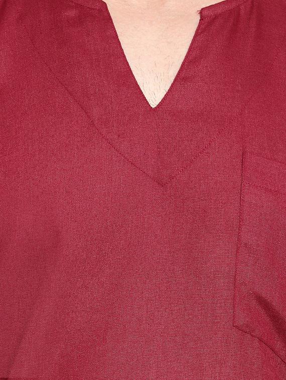 notched neck solid short kurta - 19702629 - Standard Image - 4