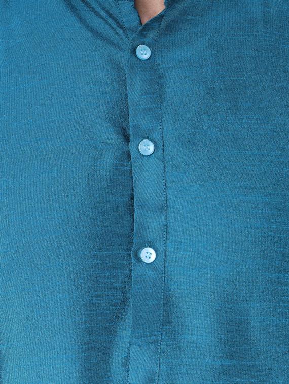 blue solid kurta pyjama set - 19702783 - Standard Image - 4