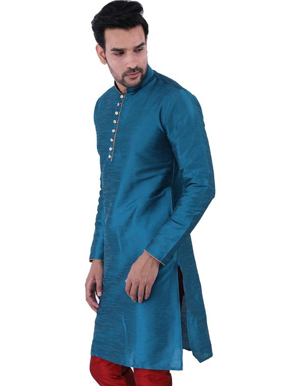 blue solid kurta pyjama set - 19702807 - Standard Image - 1