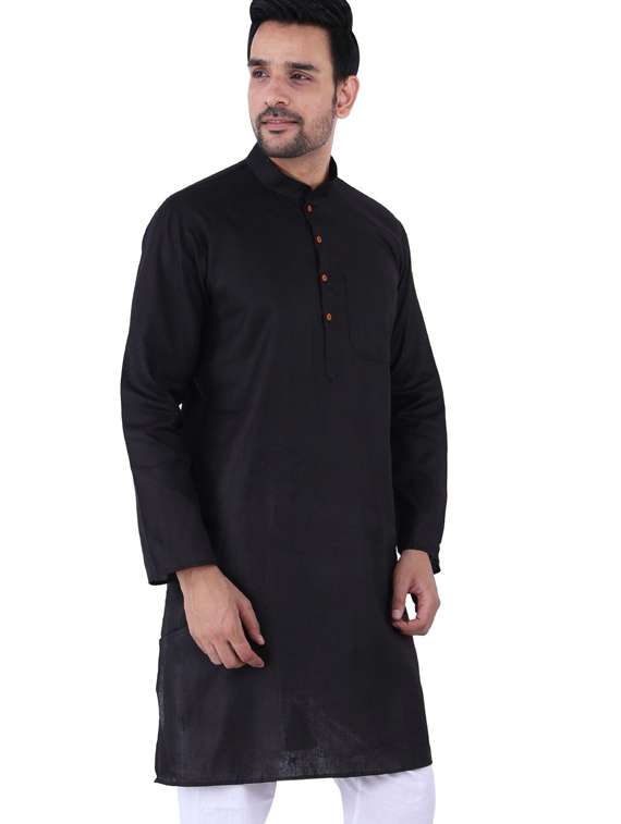 black solid kurta pyjama set - 19702825 -  Standard Image - 1