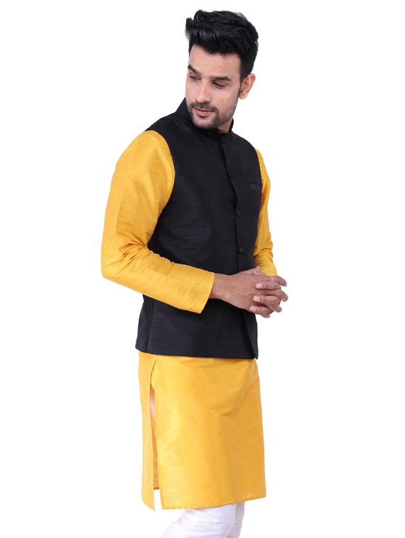 multi colored solid kurta pyjama with nehru jacket - 19702832 - Standard Image - 1