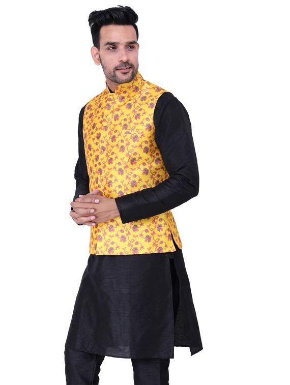 multi colored printed kurta pyjama with nehru jacket - 19702846 -  Standard Image - 1