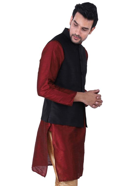 multi colored solid kurta pyjama with nehru jacket - 19702847 - Standard Image - 1
