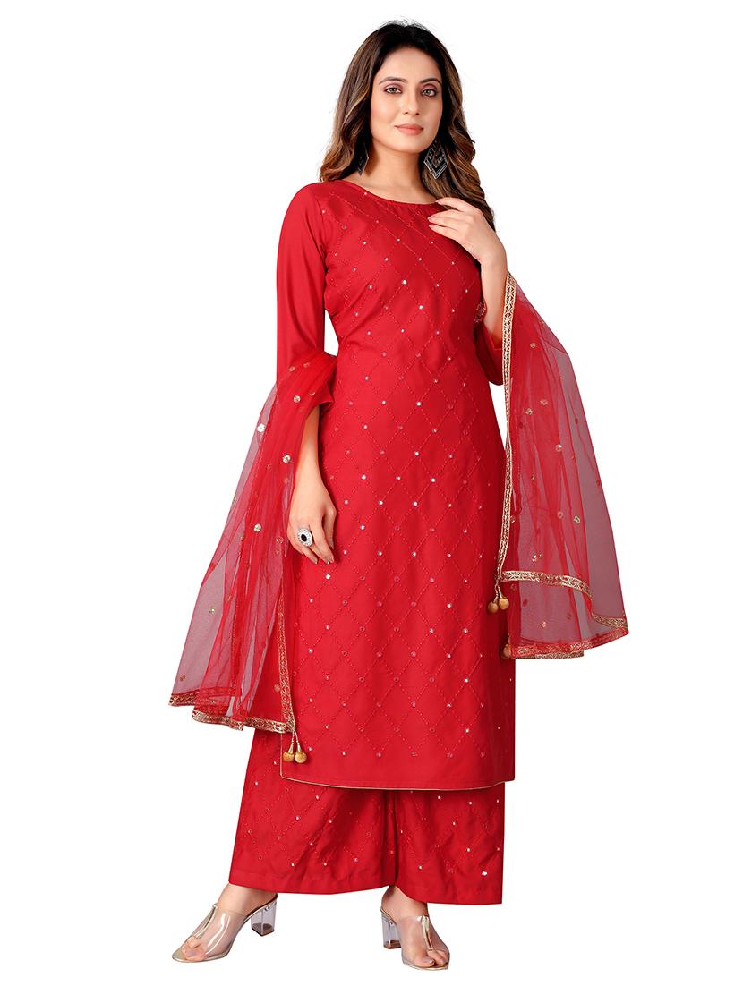 women embroidered kurta palazzo set - 19703551 - Standard Image - 1