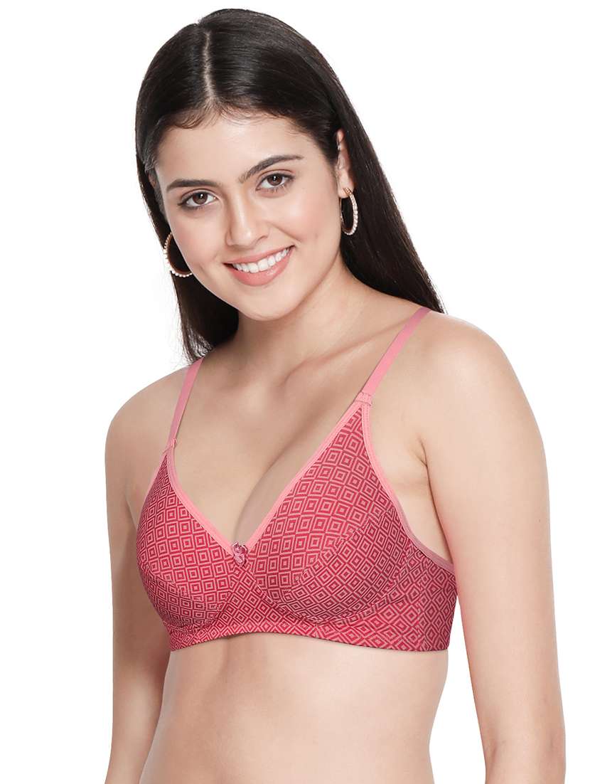 pink cotton blend tshirt bra - 19706981 -  Standard Image - 1