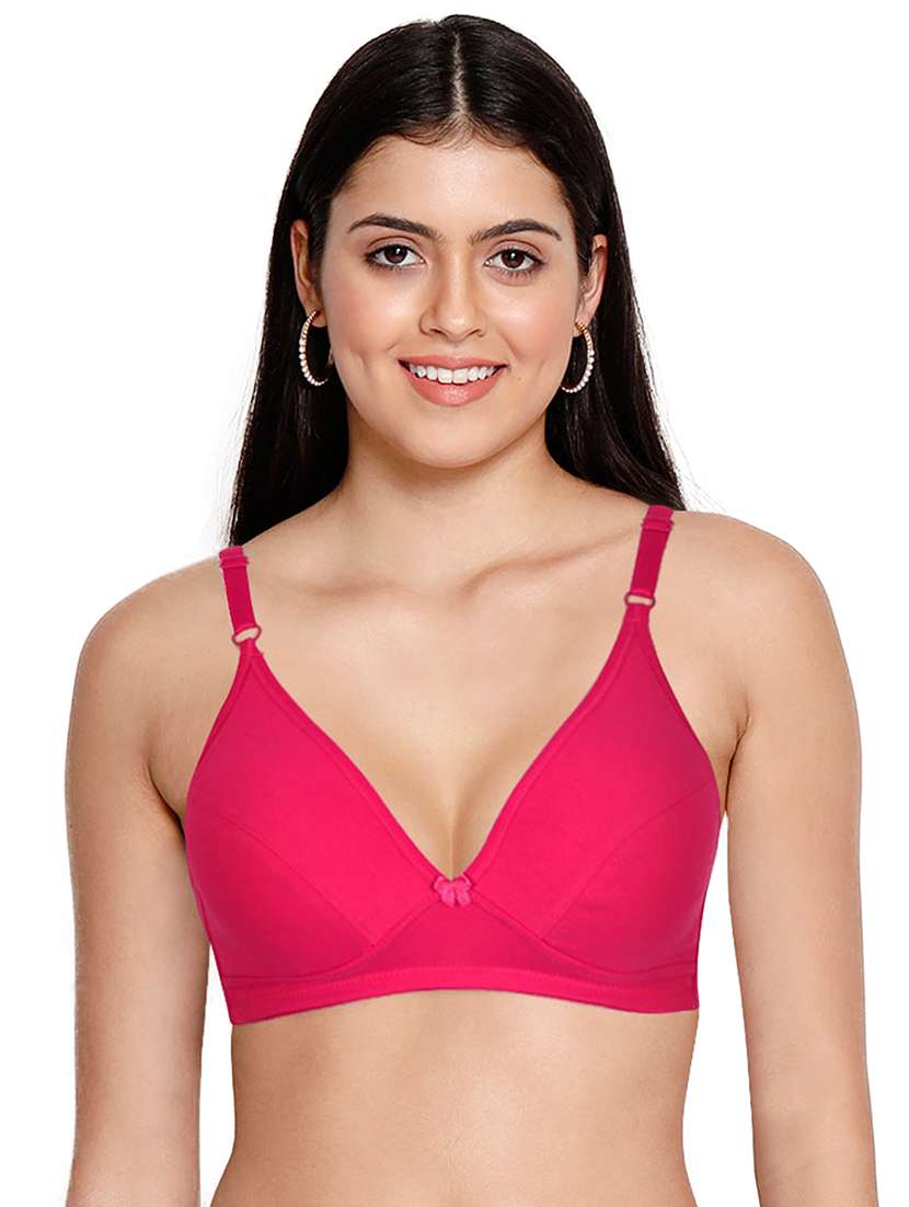 pink cotton blend plunge bra