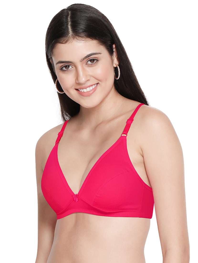 pink cotton blend plunge bra - 19707003 -  Standard Image - 1