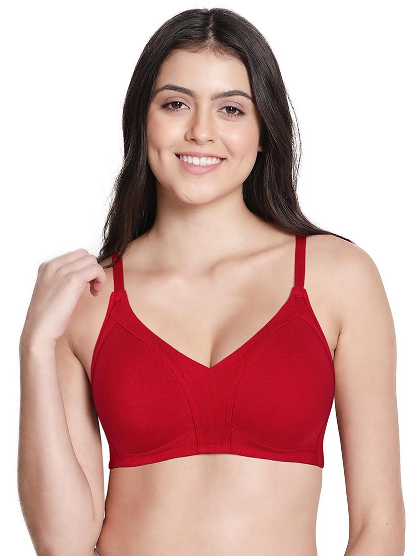 red cotton blend plus bra - 19707012 -  Zoom Image - 0