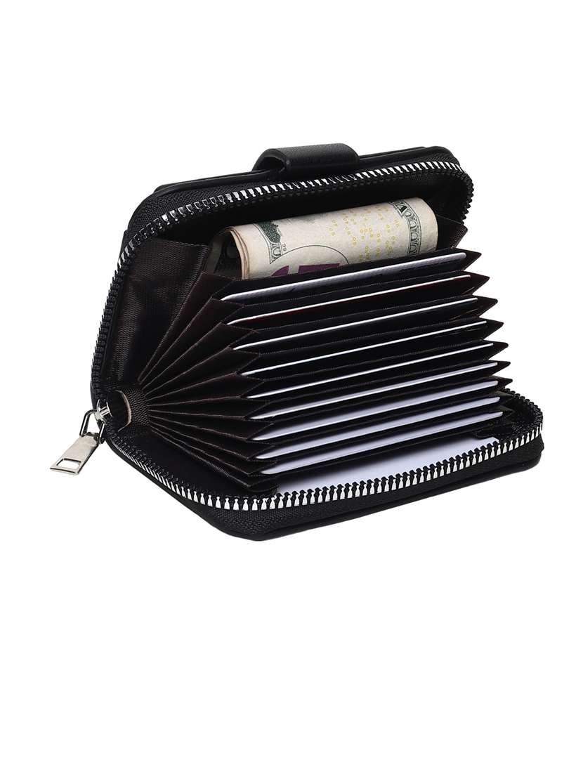 black leatherette card holder