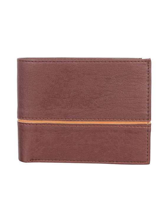 brown leatherette wallet