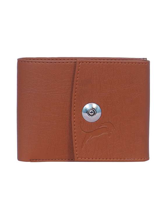 brown leatherette wallet