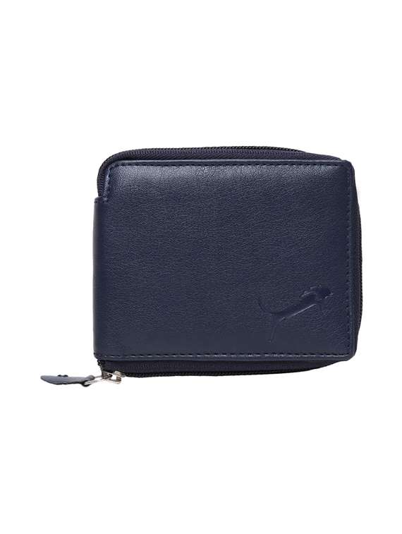 blue leatherette wallet