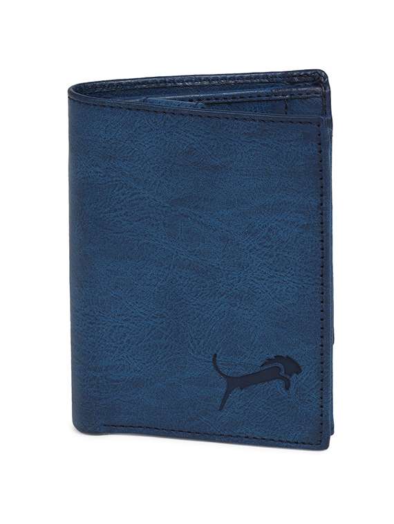 blue leatherette wallet