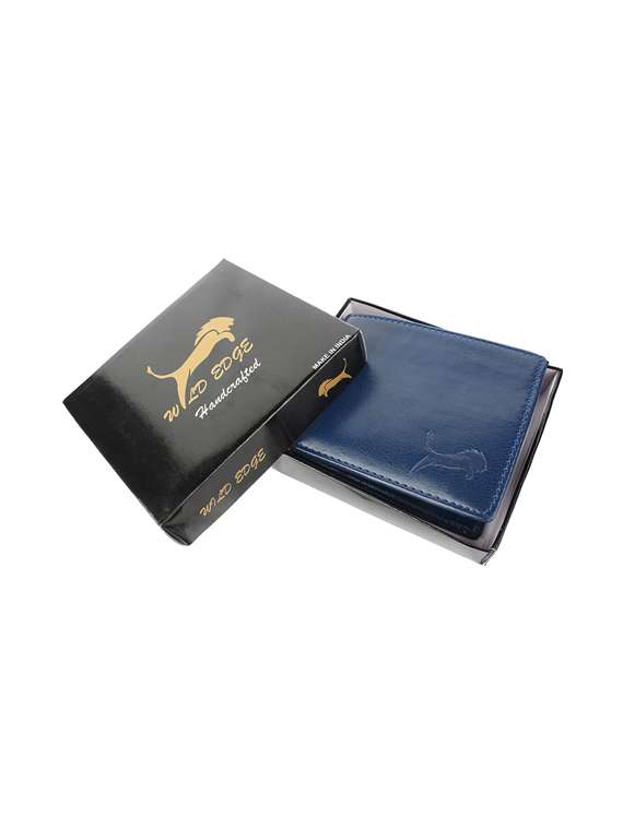blue leatherette wallet
