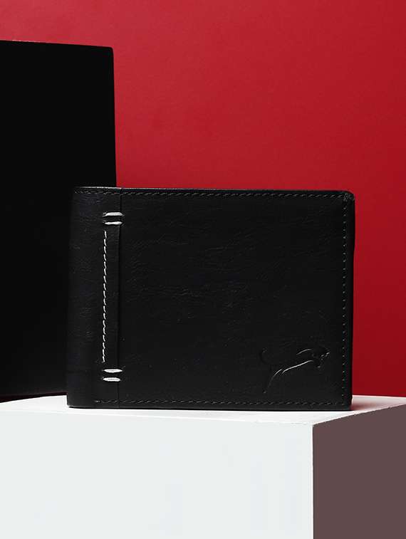 black genuine leather wallet