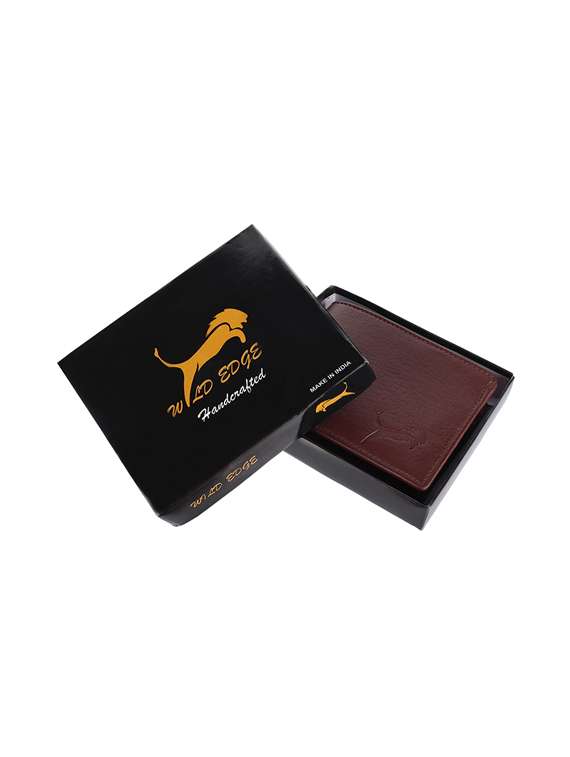 brown leatherette wallet