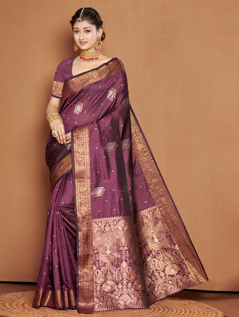 women's self design magenta colored saree with blouse - 19708630 -  Zoom Image - 0