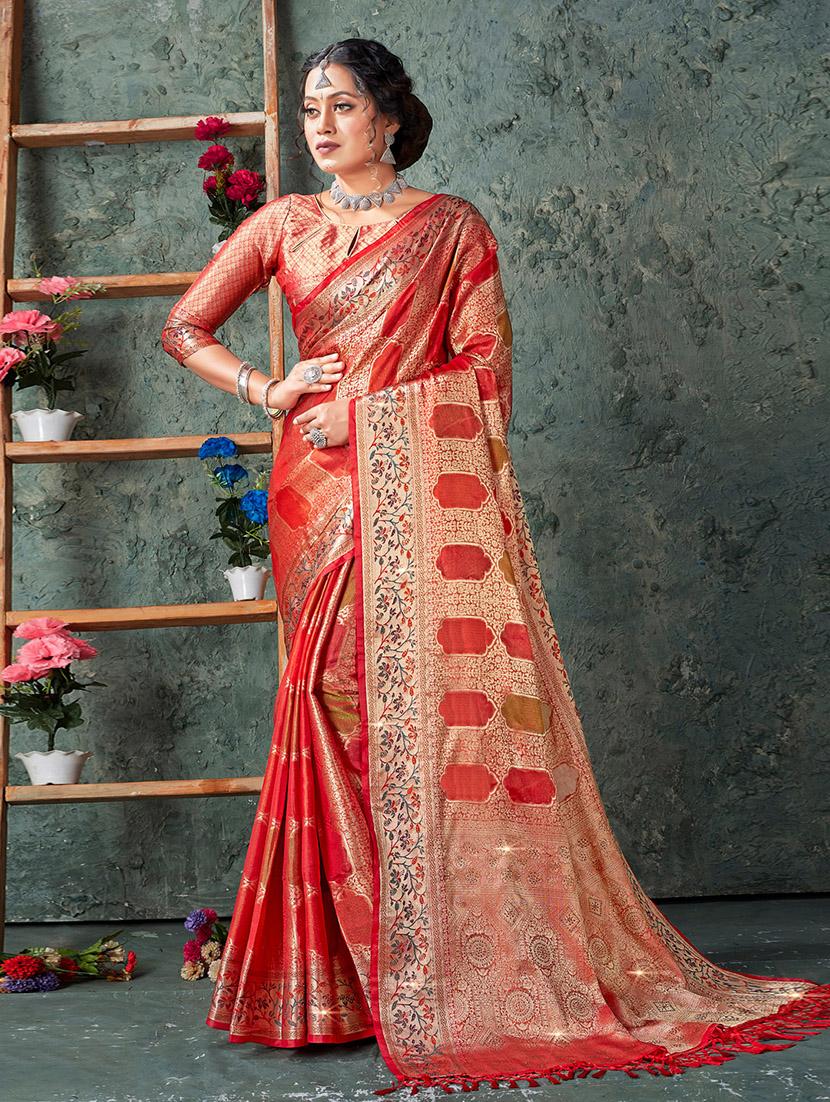 women's self design red colored saree with blouse - 19708692 - Zoom Image - 0