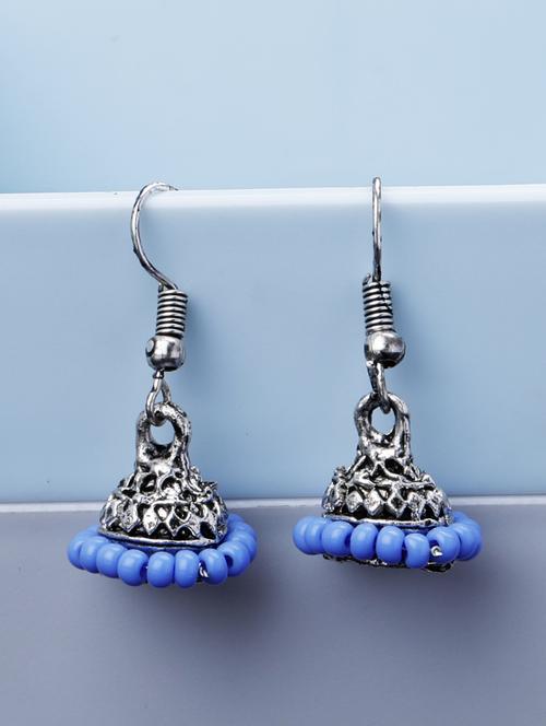 purple silver plated jhumka earring - 19709081 -  Standard Image - 0