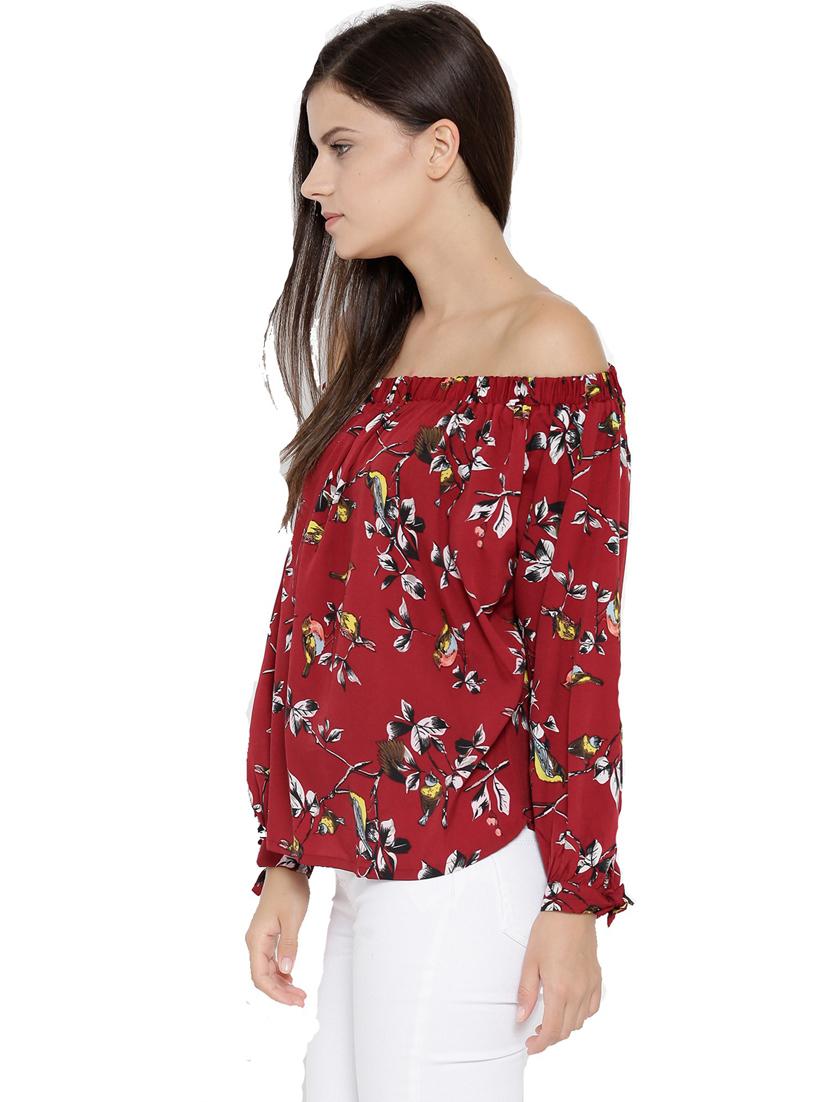 off shoulder floral printed regular top - 19710484 - Standard Image - 1