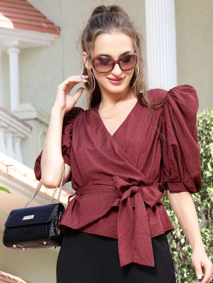 women's wrap v neck top