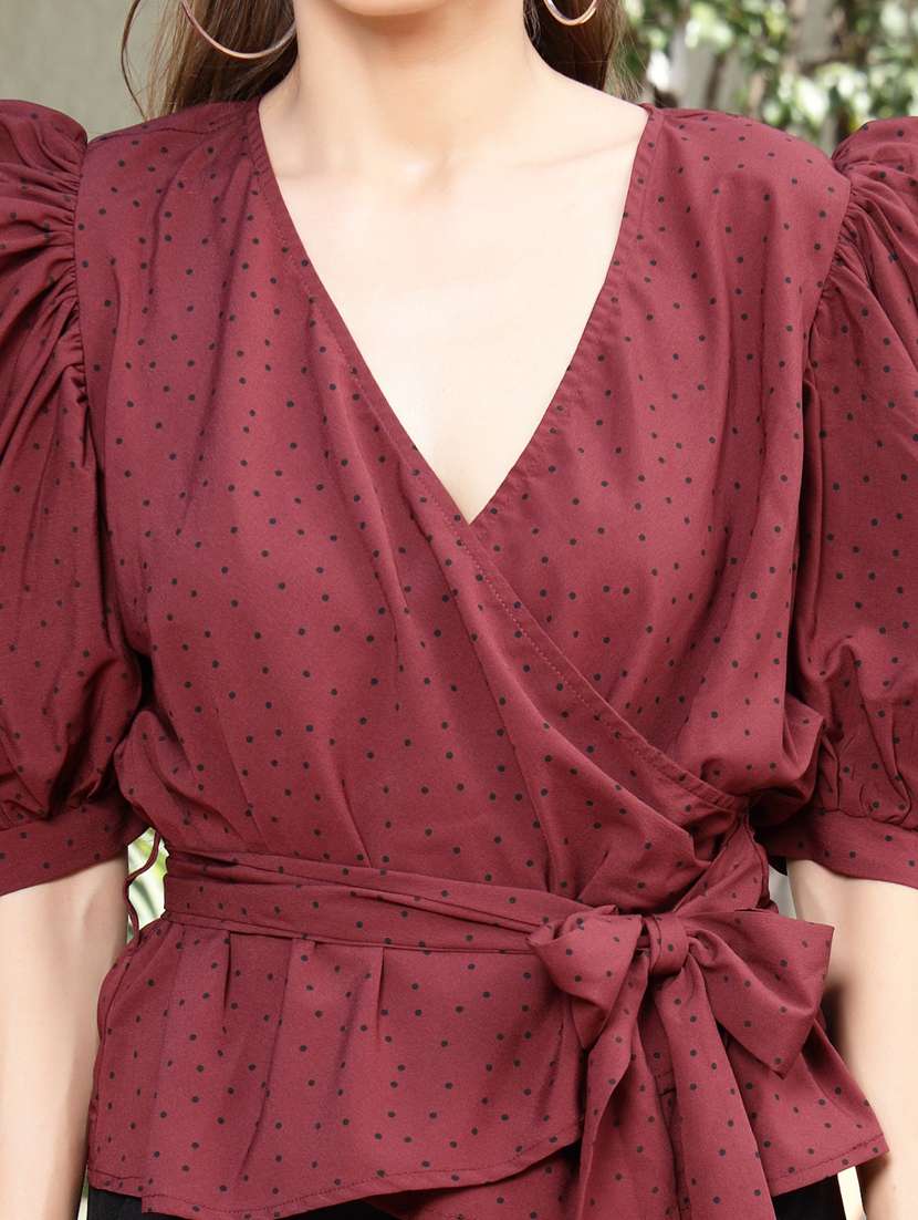 women's wrap v neck top - 19710490 -  Standard Image - 4