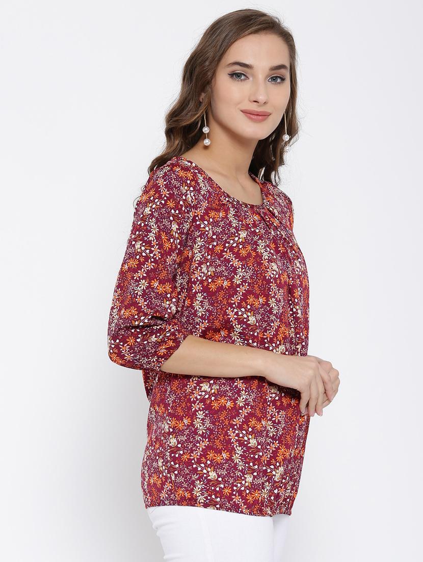 round neck printed regular top - 19710491 - Standard Image - 1