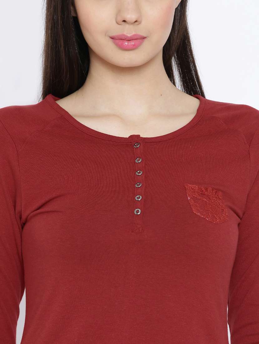 round neck solid regular top - 19710495 -  Standard Image - 4