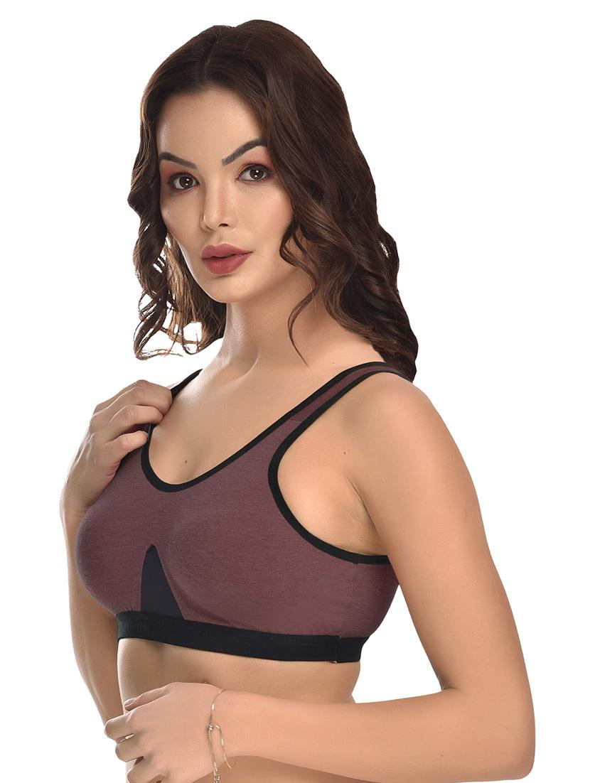 solid cotton blend sports bra - 19710642 - Standard Image - 1