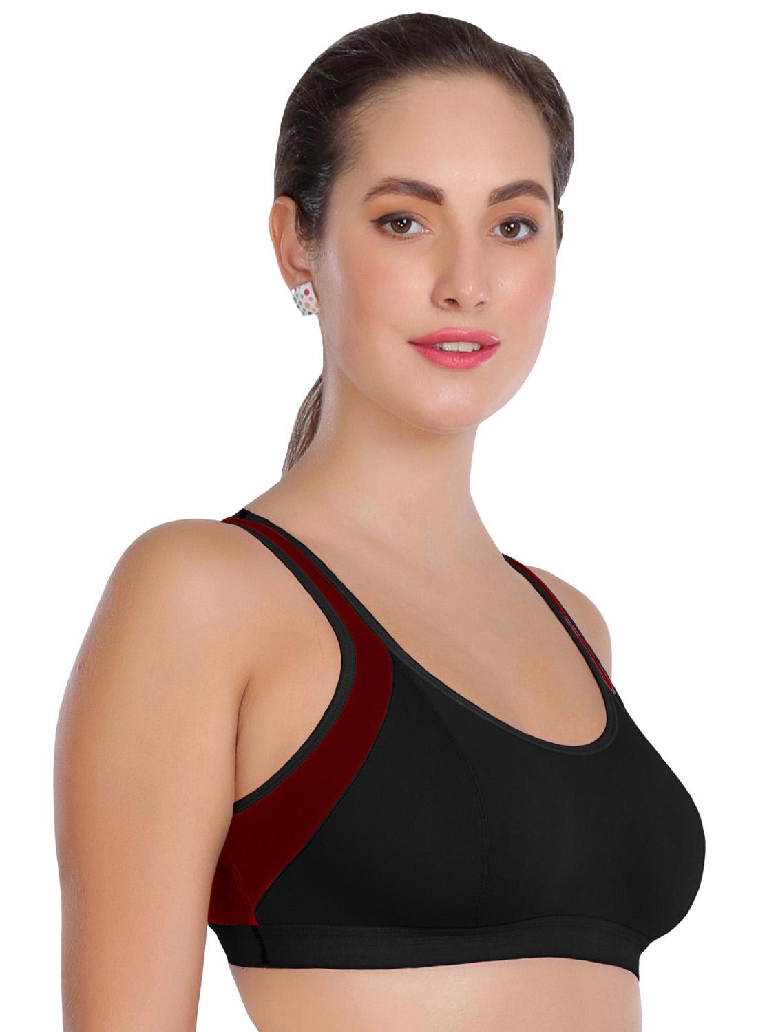 color block lycra sports bra - 19710651 - Standard Image - 1