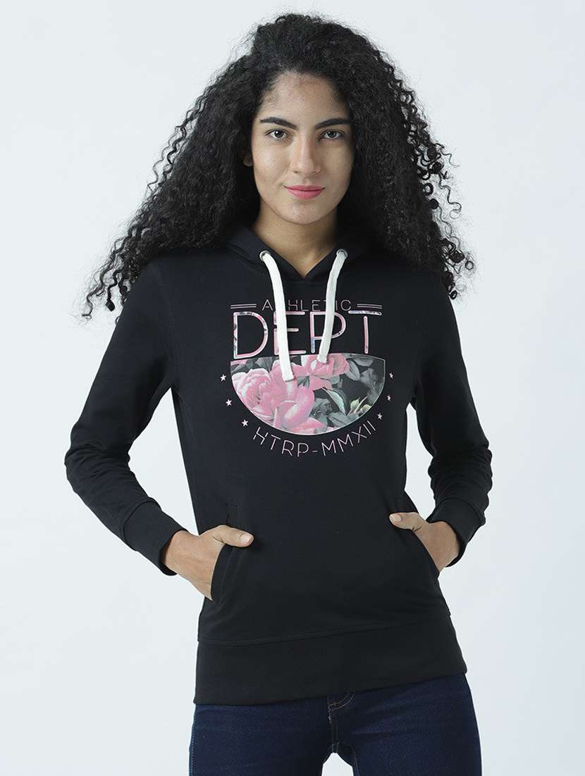 women front print long sleeve sweatshirt