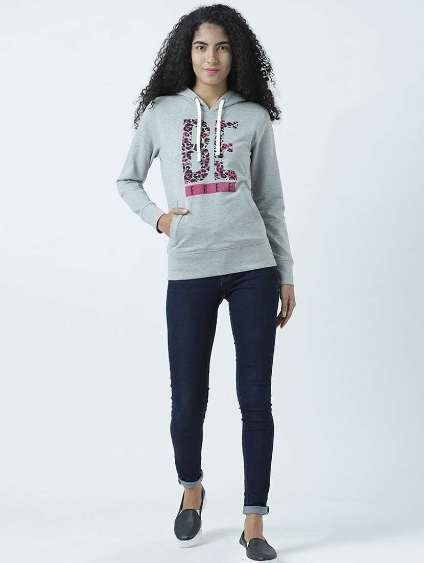 grey printed hooded sweatshirt - 19710882 -  Standard Image - 4