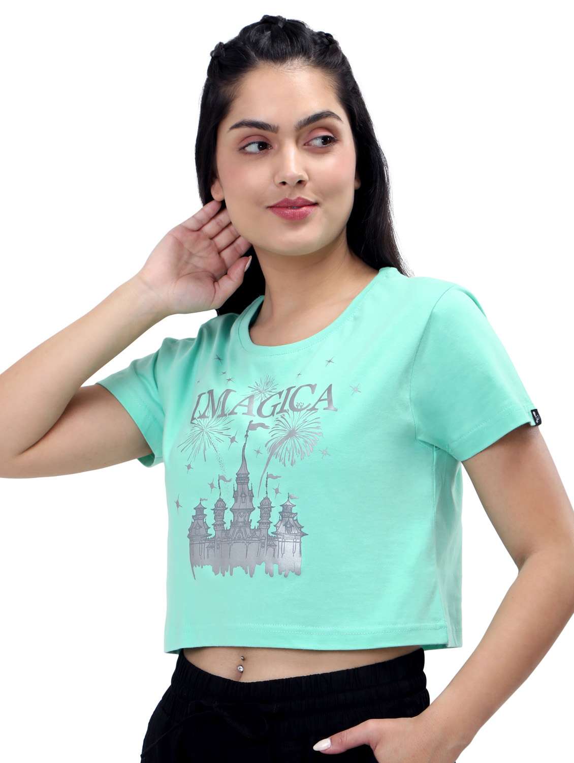 women's crop crew neck top - 19714309 -  Standard Image - 1