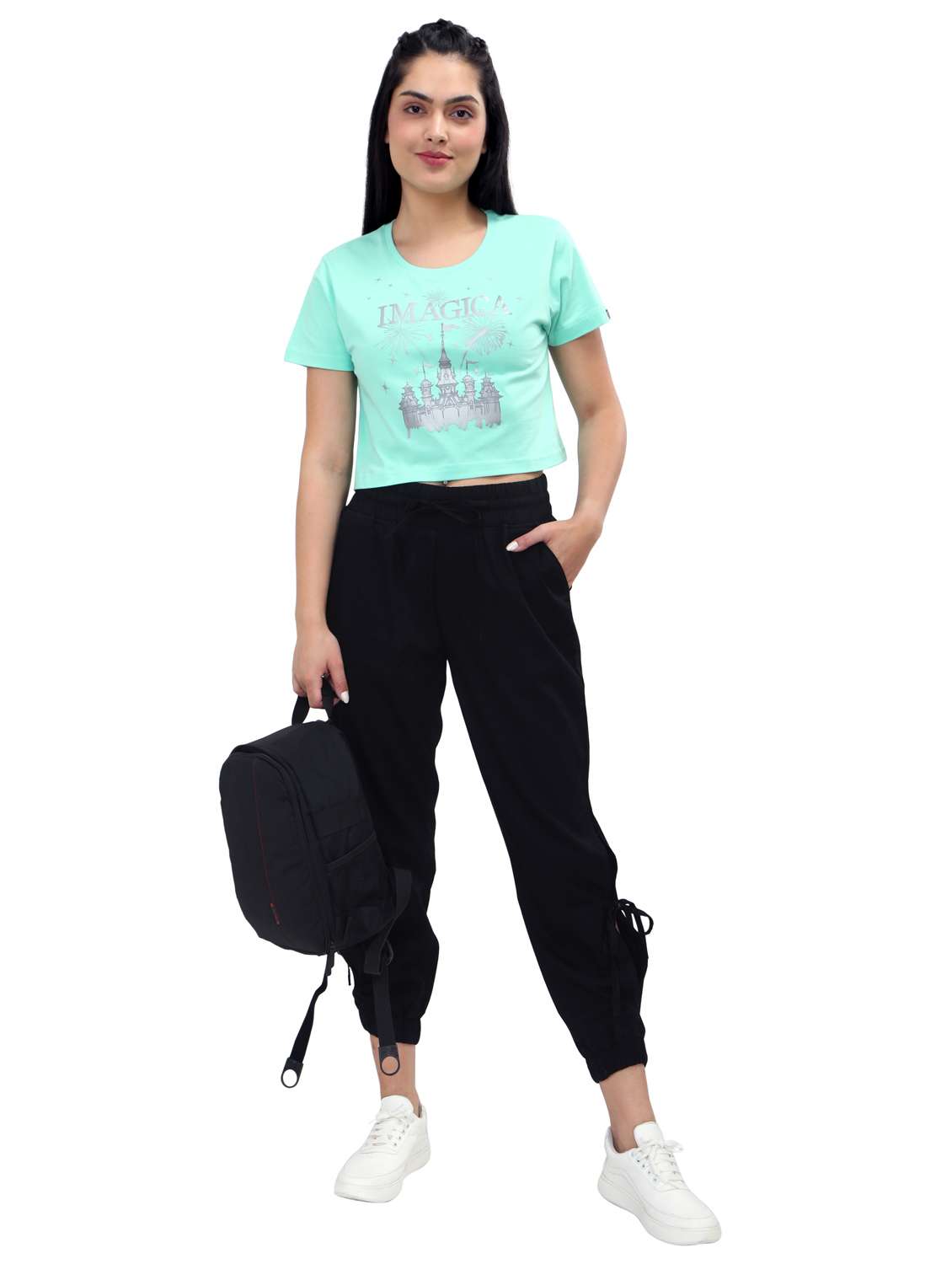 women's crop crew neck top - 19714309 - Standard Image - 4