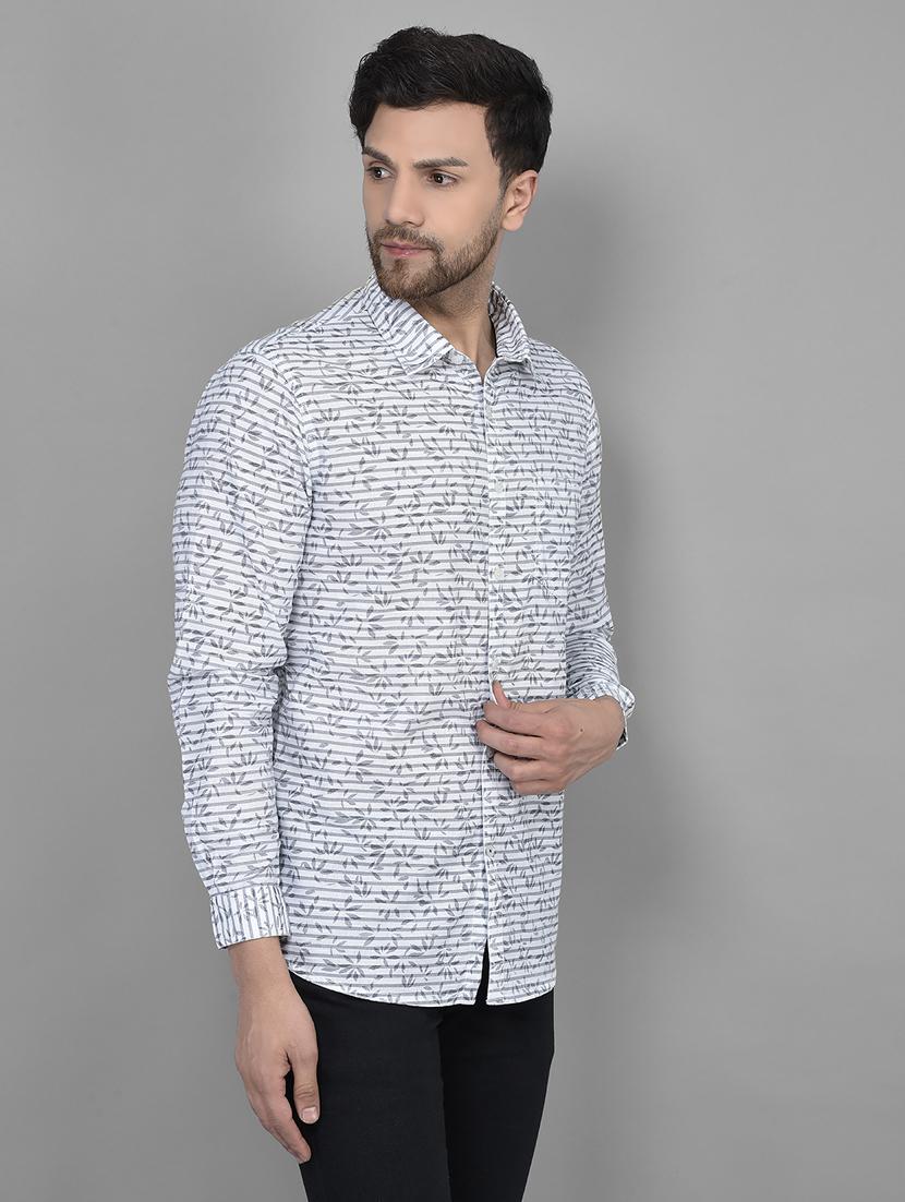 mens leaf print casual shirt - 19716548 - Standard Image - 1