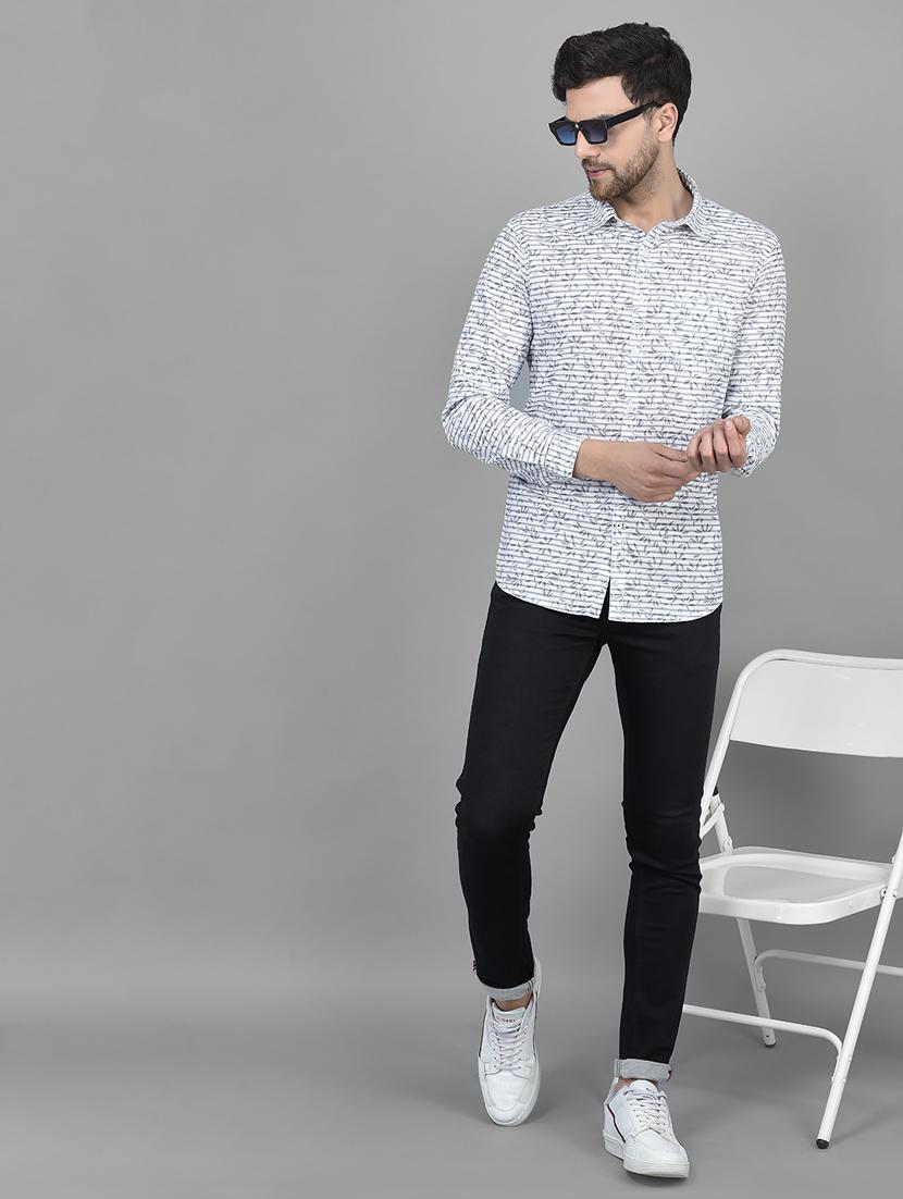 mens leaf print casual shirt - 19716548 - Standard Image - 4