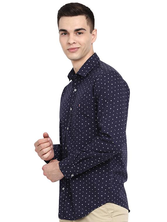 navy blue printed casual shirt - 19717360 - Standard Image - 1