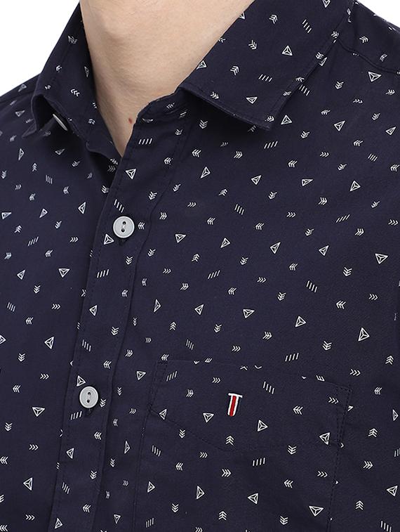 navy blue printed casual shirt - 19717360 - Standard Image - 4