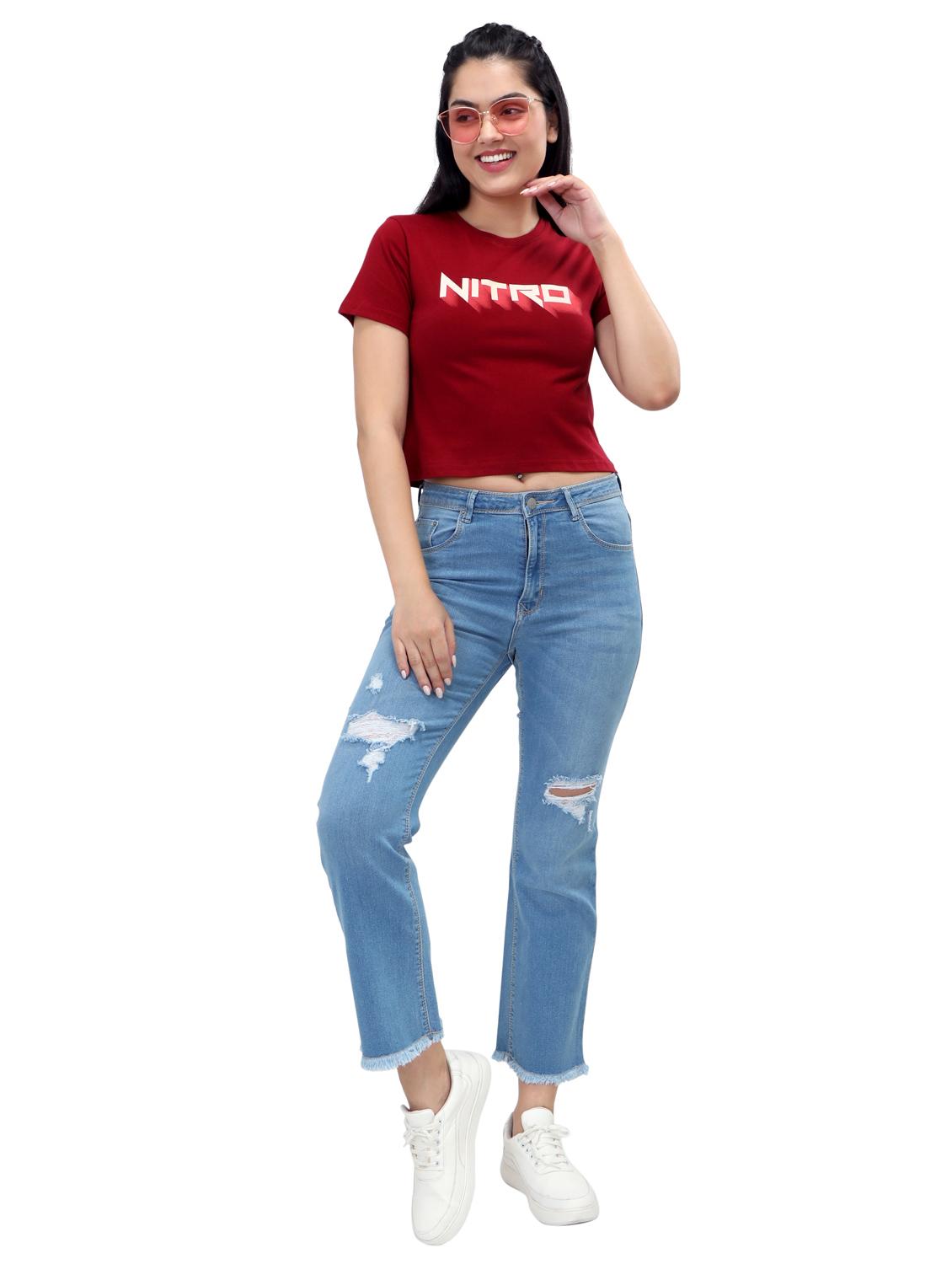 women's crop crew neck top - 19717656 - Standard Image - 4
