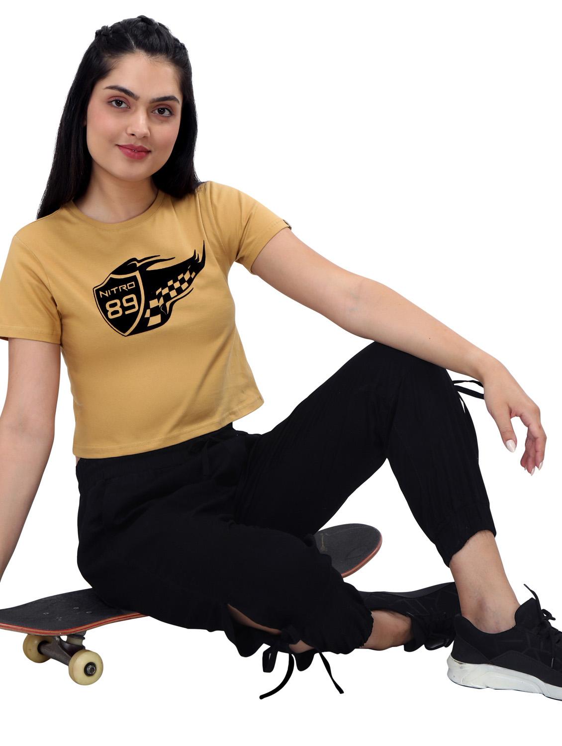 women's crop crew neck top - 19717666 - Standard Image - 4